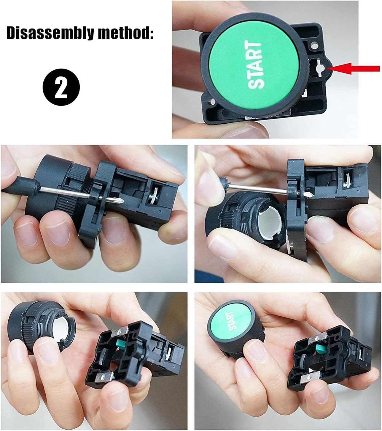 AC 660V 10A Momentary Start/Stop Red Green Sign NO NC Push Button Switch HB2-Start/Stop