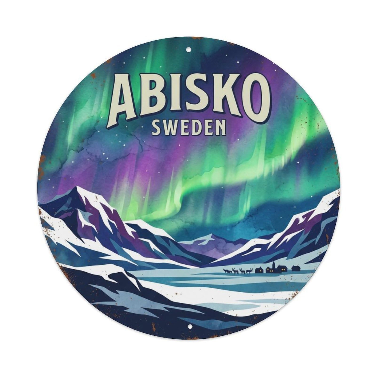 Vintage Travel Abisko Sweden Aurora Metal Tin Sign