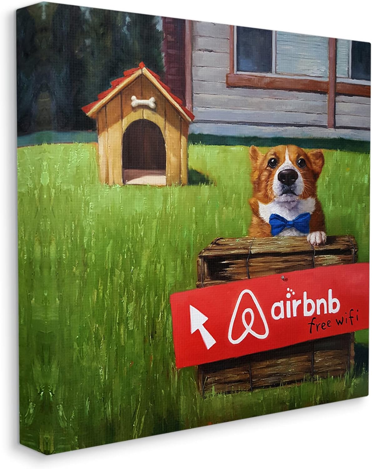 Stupell Industries Doghouse Rental Funny Bowtie Corgi Puppy, Design by Lucia Heffernan