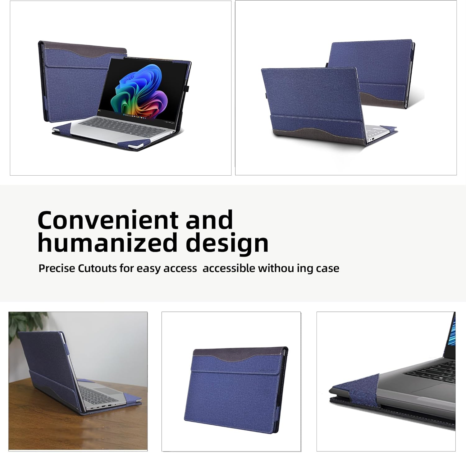 Laptop Case for HP Omnibook Ultra Flip 14 Next Gen AI Laptop (14-fh0009na fh0008na fh0007na fh0006na fh0005na fh0004na fh003na fh0000na) 14" PU Leather Protective Bag Detachable Shell (Blue)