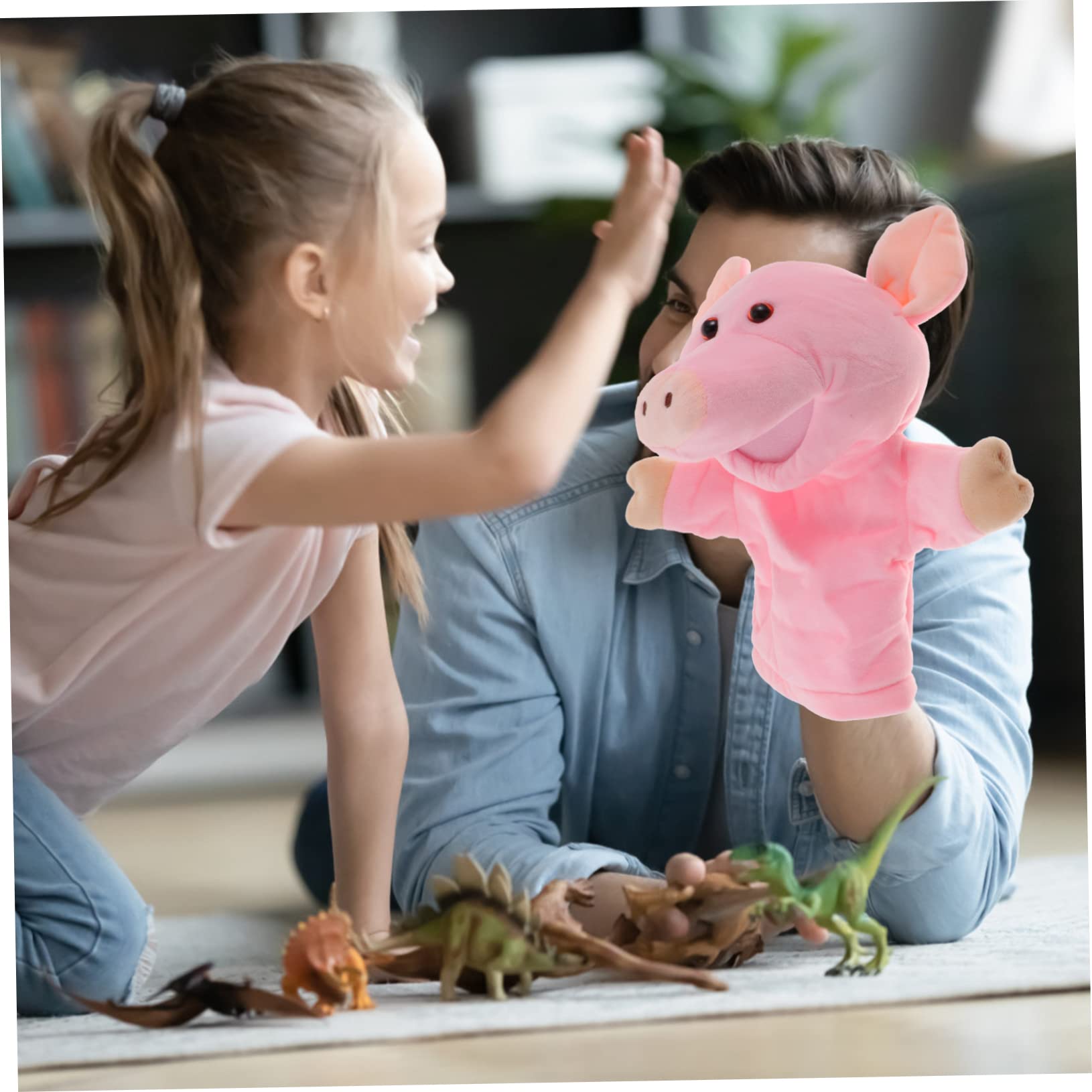 Marioneta de Mano de Cerdo de Peluche Rosa Juguete Educativo Felpa y Algodón PP Lavable para Niños Juegos de rol y Cuentos Antes de Dormir