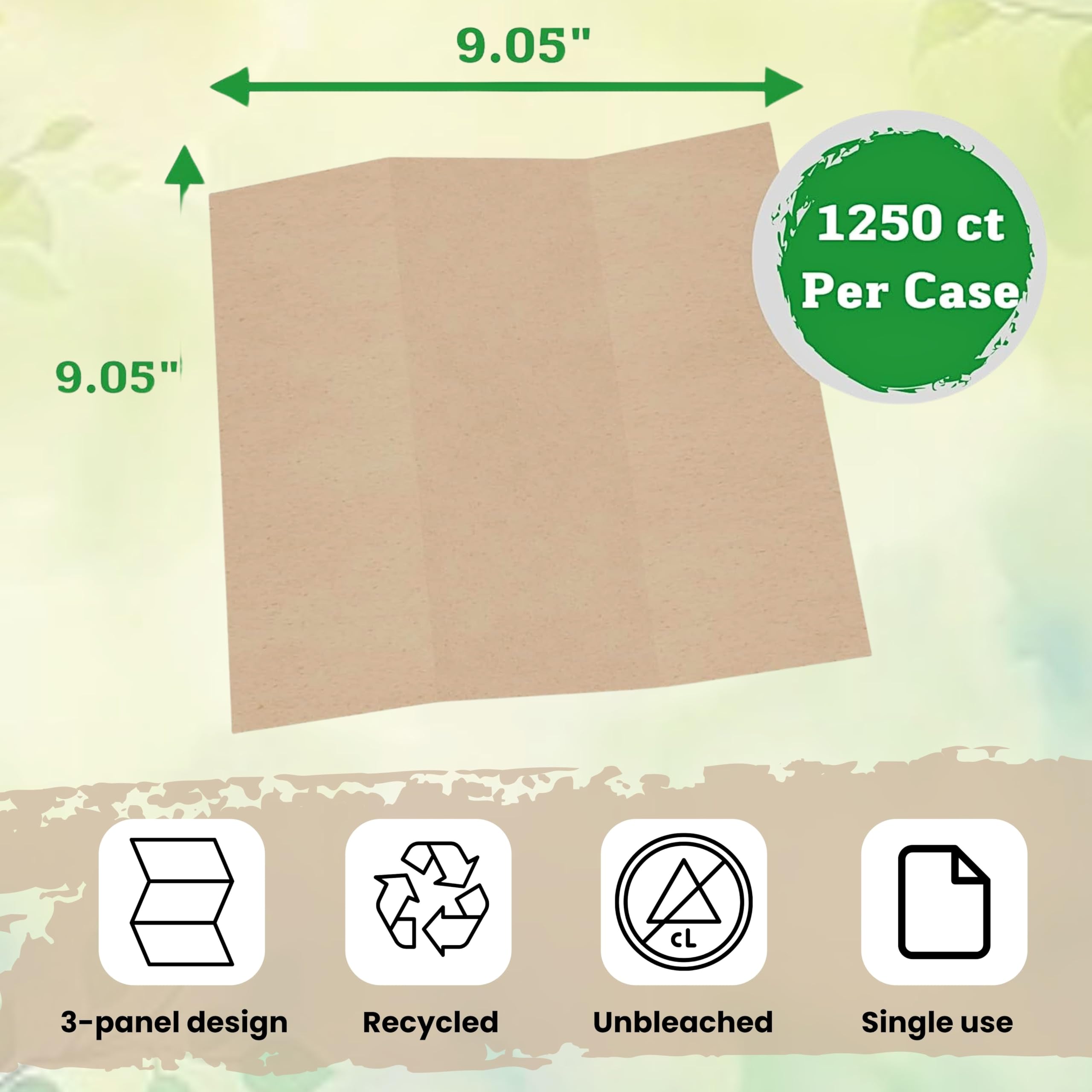 Asciugamani di carta marrone organici non sbiancati piegati a Z, 1250 ct, 100% rifiuti post-consumo, asciugamani multipli sostenibili in massa | Asciugamani di carta riciclata per un uso pratico