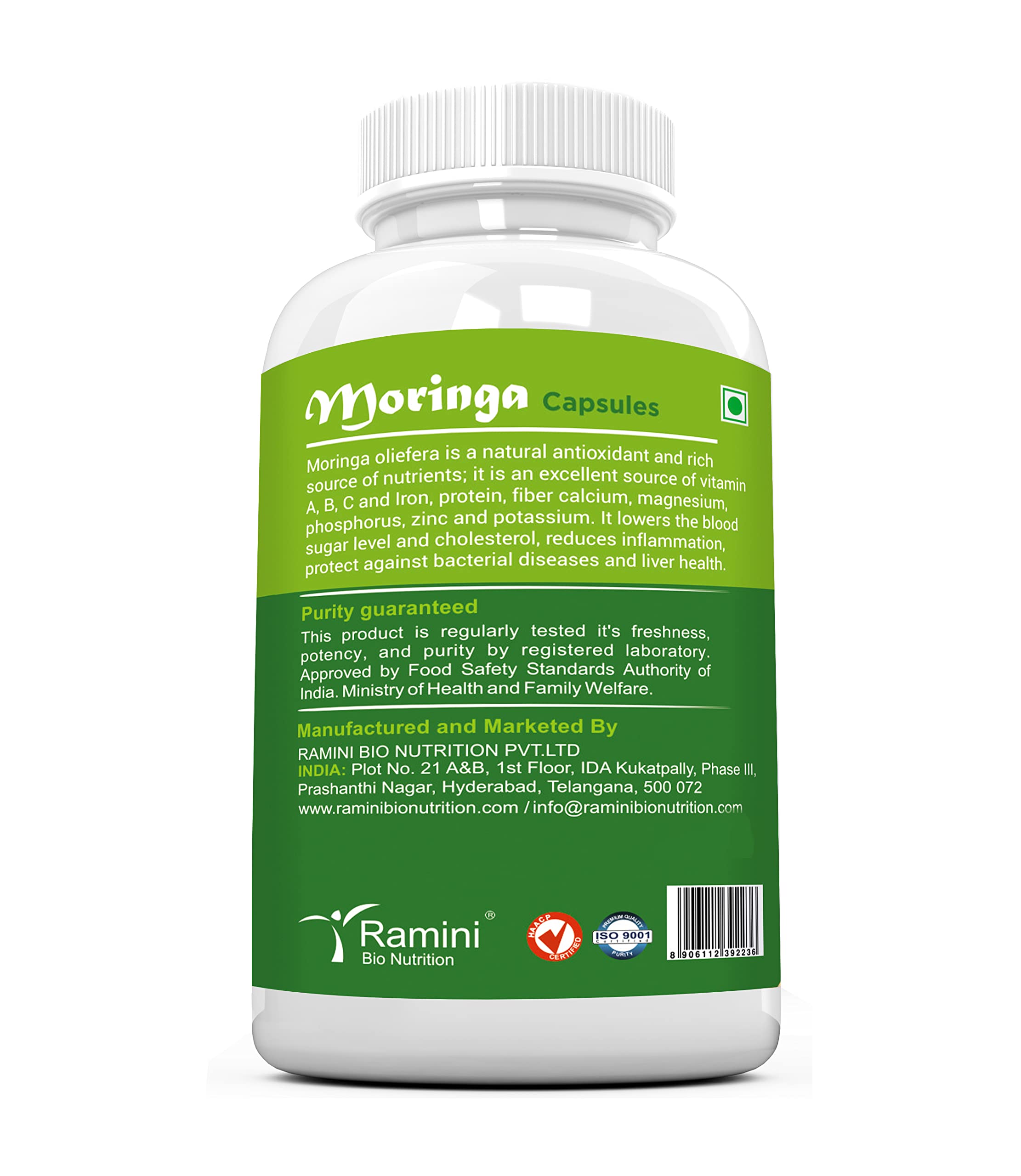 RAMINI BIONUTRITION MORINGA - 500 mg 90 VEG CAPSULES - Image 3 thumbnail