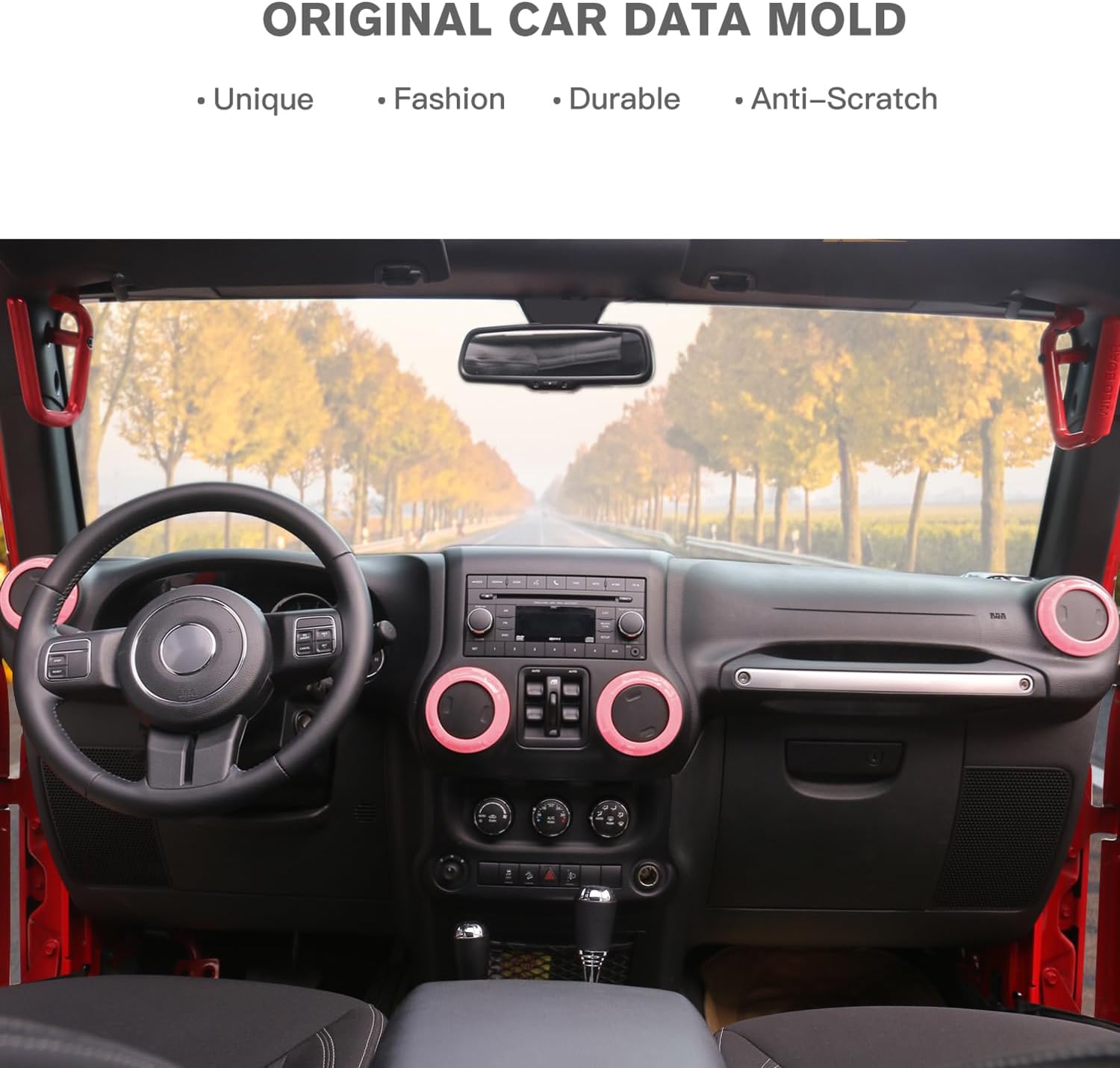 JeCar Interior Trim Kit Air Conditioner Cover Interior Accessories for 2011-2018 Jeep Wrangler JK JKU, Pink