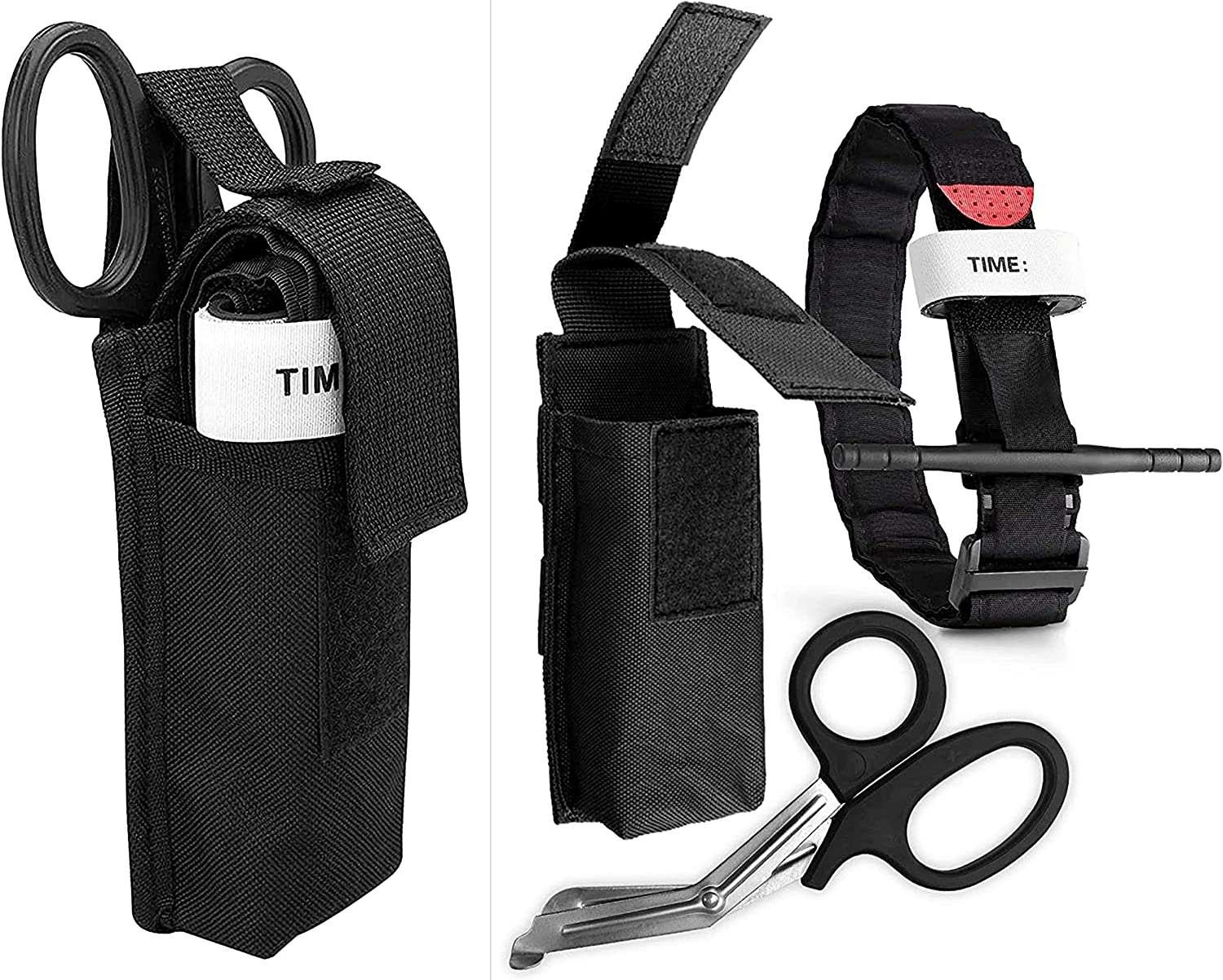 Tourniquet Combat Application First Aid + Trauma Shear+ Molle Pouch - Ideal Item for First Responder, EMT, Paramedics, Soldiers, Police