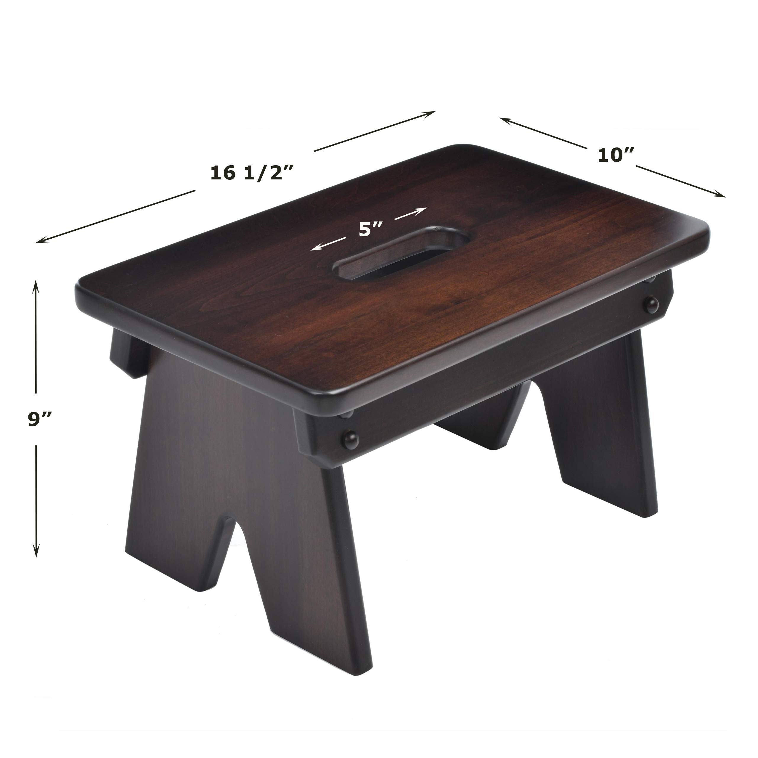 Amish Handcrafted Solid Wood Step Stool Bench Footstool A Step above The Rest for Kitchen, Bathroom, Bedroom or Living Room (Dark Chocolate)
