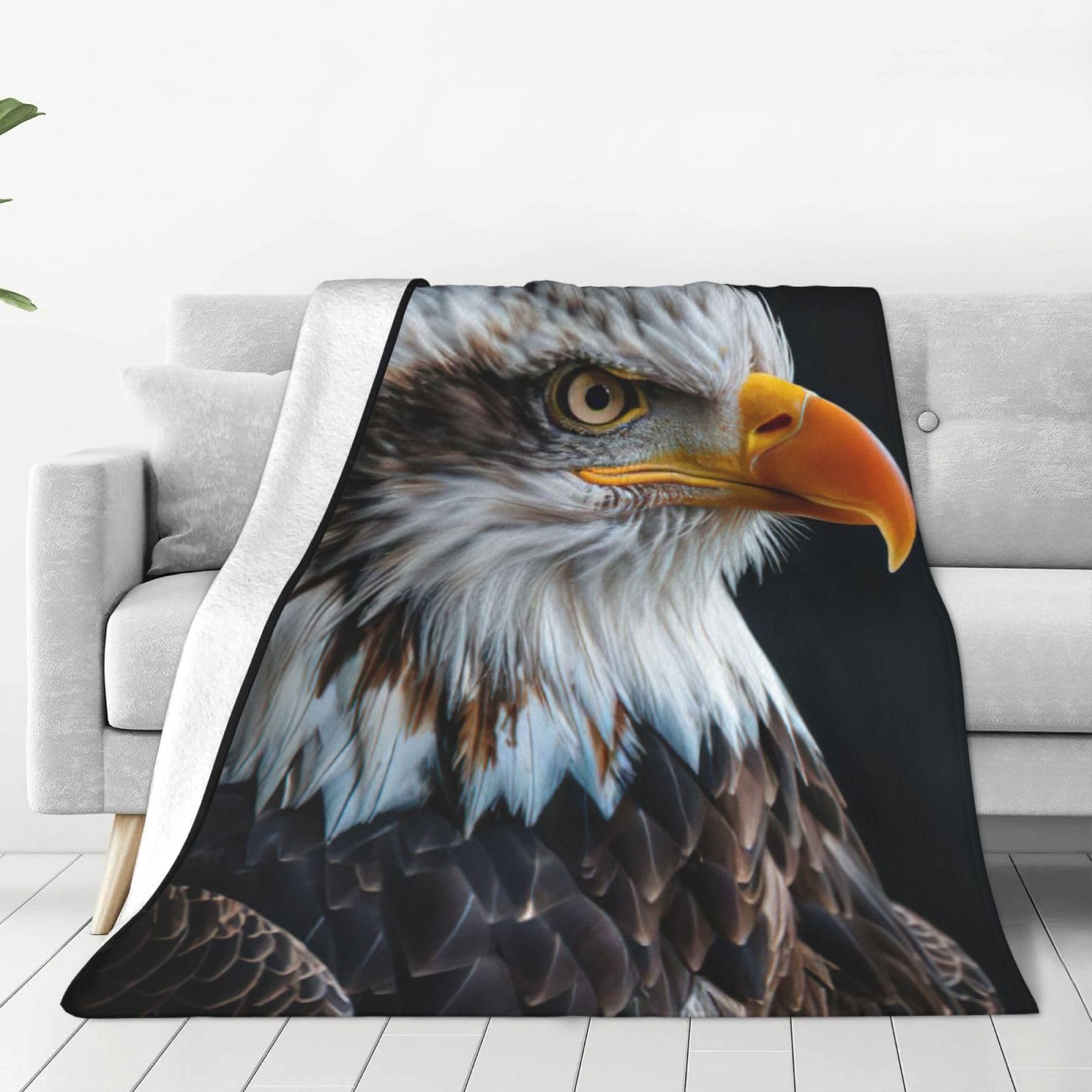 Couverture polaire aigle tête blanche chaude pour grand lit et canapé de salon
