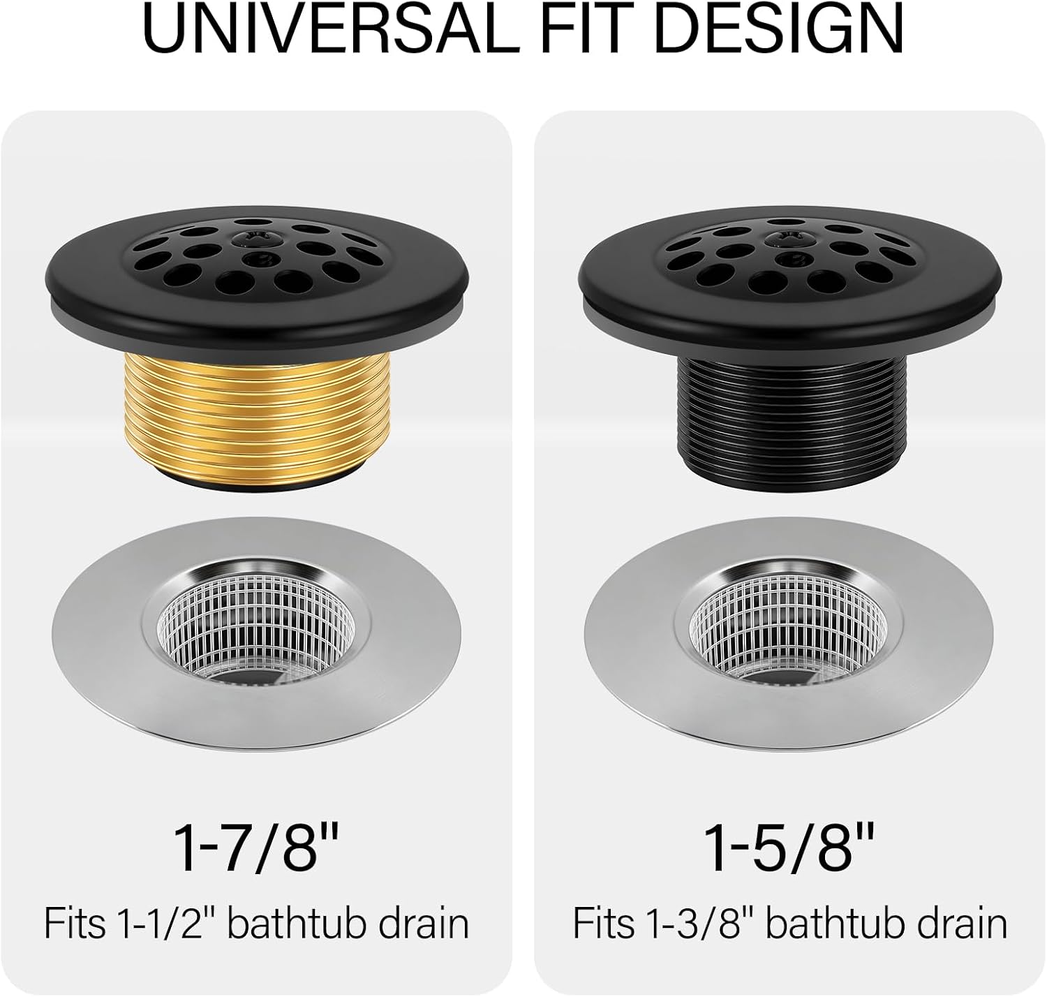 Matte Black Bathtub Drain Tub Trim Set with Trip Lever Overflow Plate | Bathroom Tub Drains Strainer Replacement Conversion Tub Drain Kit Assembly with Universal Fine & Coarse Thread