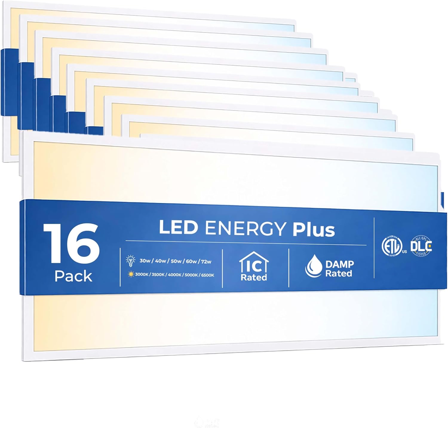 6 Pack 2x4 LED Flat Panel Light for Drop Ceiling, 9360lm Selectable 30W/40W/50W/60W/72W, Color Temperature 3000K/3500K/4000K/5000K/6500K, 0-10V Dimmable, 120-277V, ETL,DLC