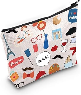 LEVLO France Holiday Gift Paris Party Travel Pouch Bag France Souvenir Gift Paris Theme Party Merch Parisian Gift, I Love Paris, Cosmetic Bag