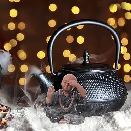 Miniatura 2 de Garneck Decoración de mesa auxiliar, estatua de pequeño monje, estatua de monjes lindos no escuchan el mal, no ver el mal, hablar no mal, no hacer