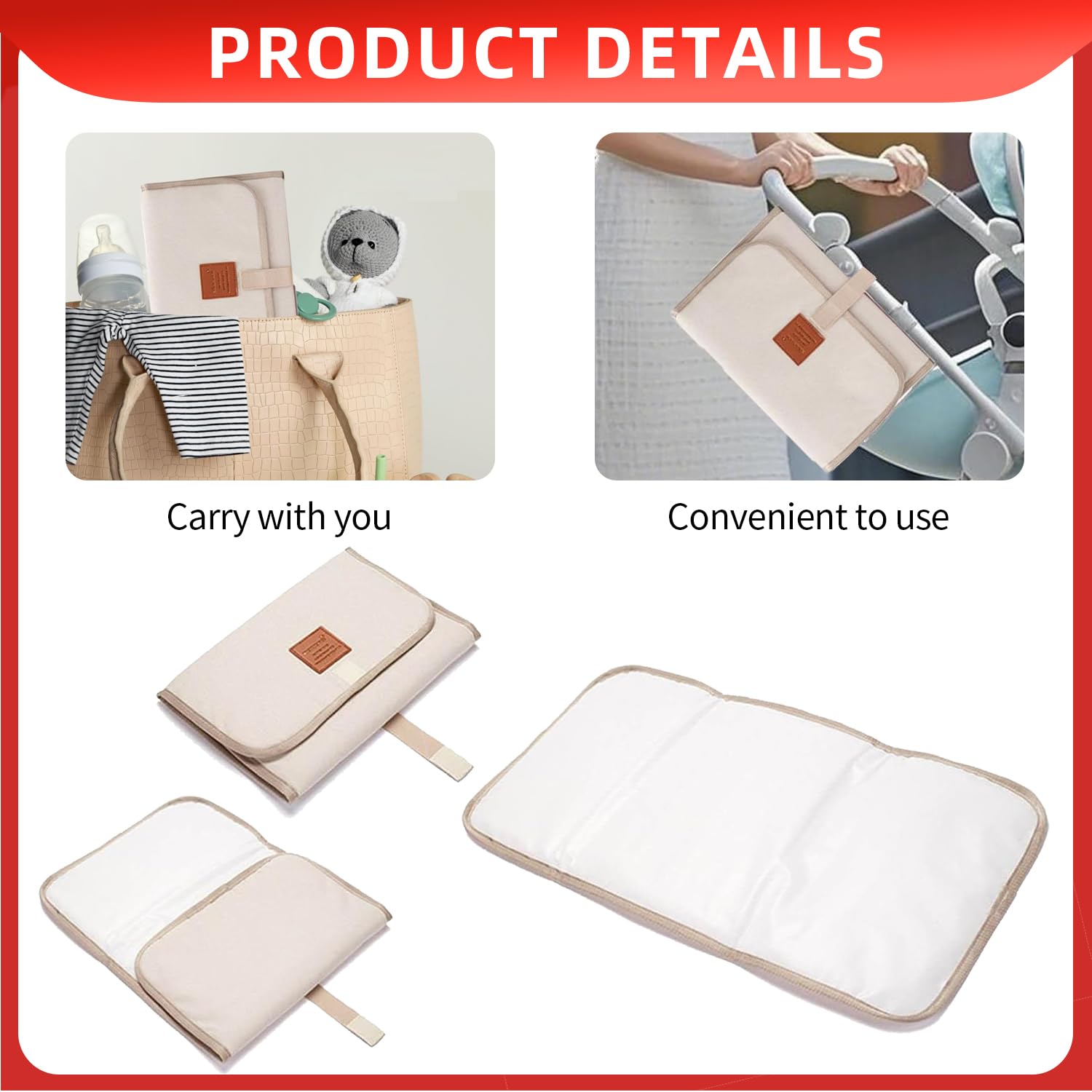 Portable Changing Mat for Travel, Waterproof Diaper Changing Pad for Newborns & Toddlers - Image 3