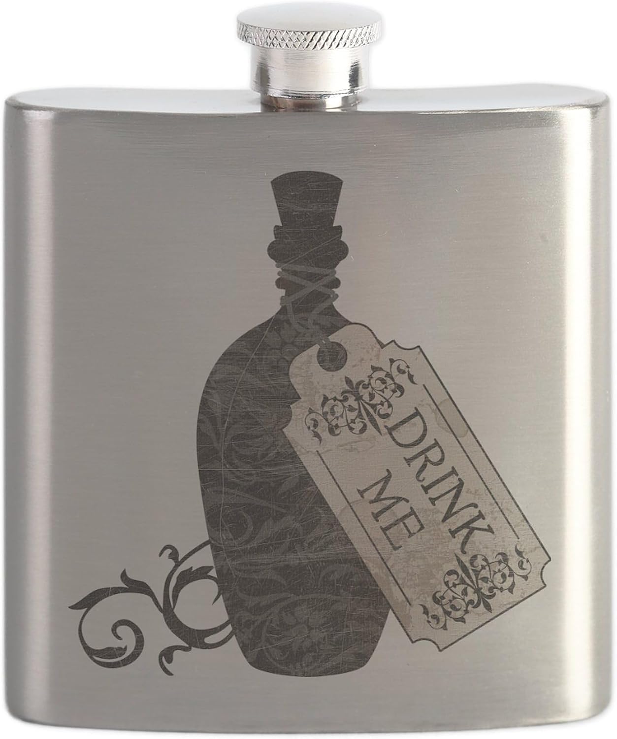 CafePress Drink Me Bottle Worn Flask 7 oz Stainless Steel Drinking Flask
