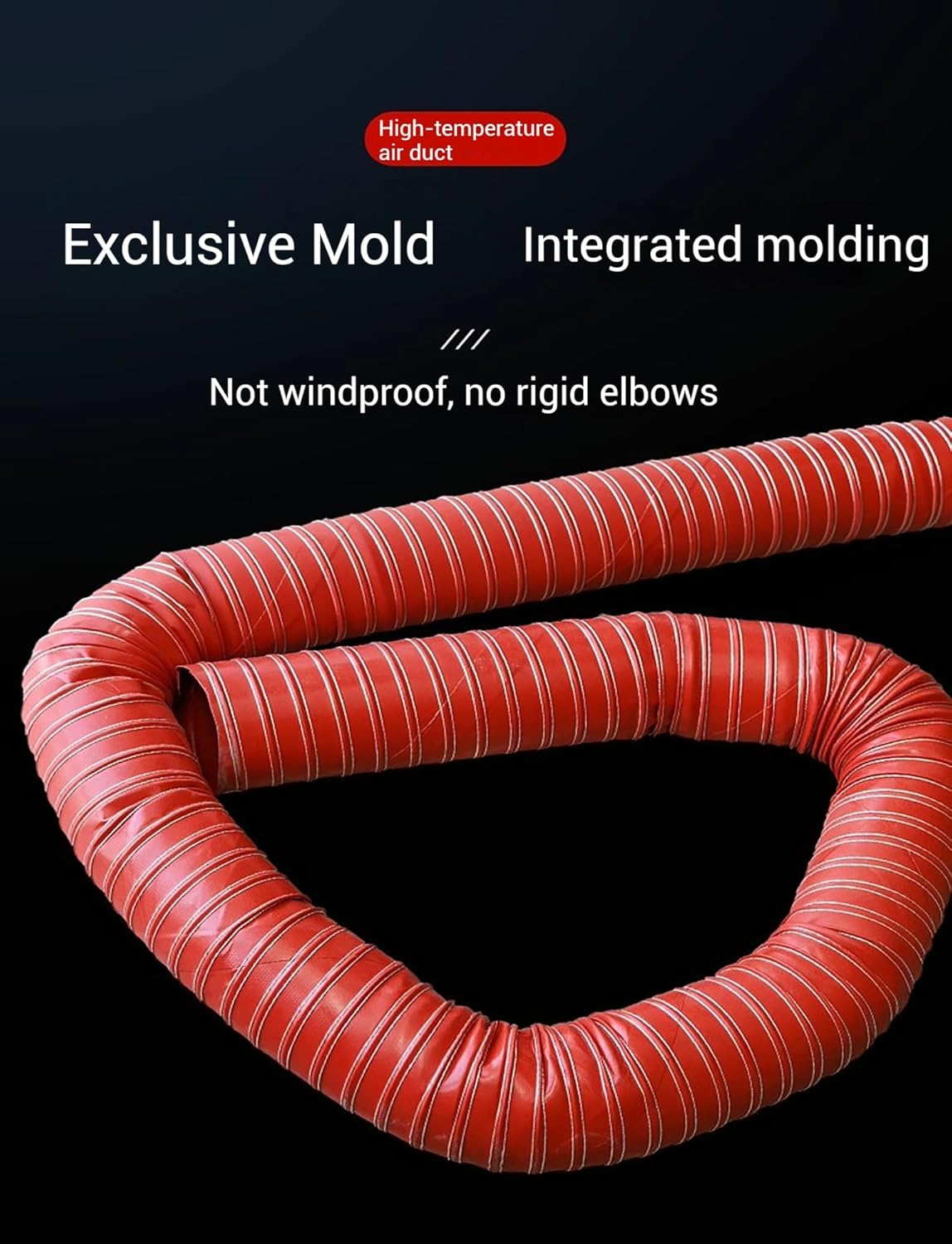 Flexible Ducting Hose 13ft - Heat Resistant Exhaust Fan Vent Pipe, Industrial Fumes Ventilation Silicone Duct, Air Duct Hose for HVAC, Airflow & Exhaust Systems