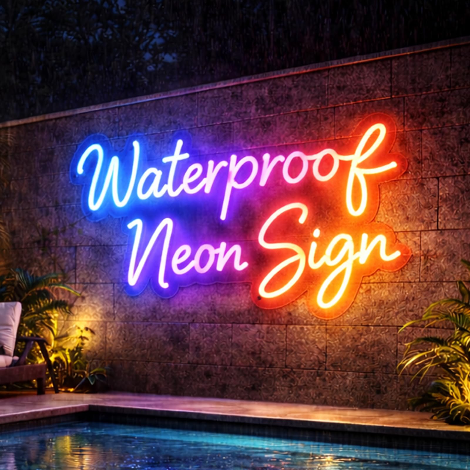 Large Custom Outdoor Neon Sign Waterproof, IP67 Handmade Dimmable Acrylic Waterproof Neon Sign, Personalized Light Up Signs for Outdoor Backyard Patio Pool Garden Business Signs — image 1