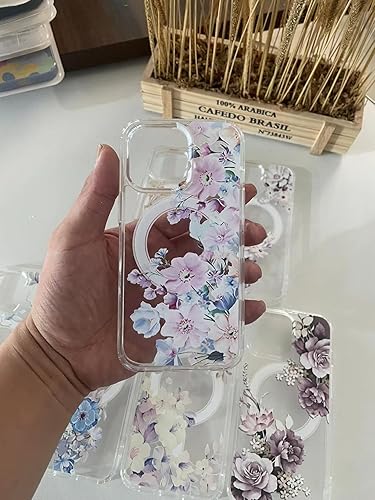 Miniatura 2 de Funda Magsafe para iPhone 13 Pro Max, diseño floral lindo delgado a prueba de golpes protector duro PC+TPU parachoques flor mujeres cubierta