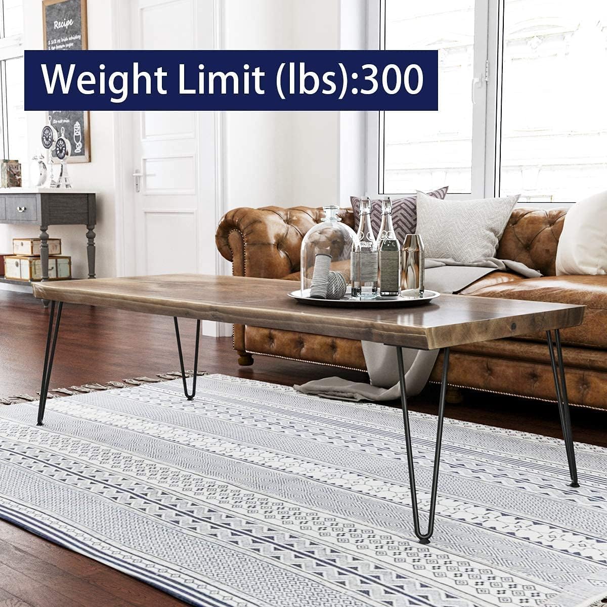 SMARTSTANDARD 16 Inch and 28 Inch Heavy Duty Hairpin Furniture Legs, Metal Home DIY Projects for Coffee Table and Dining Table or Desk with Rubber Floor Protectors and Screws Pack of 4