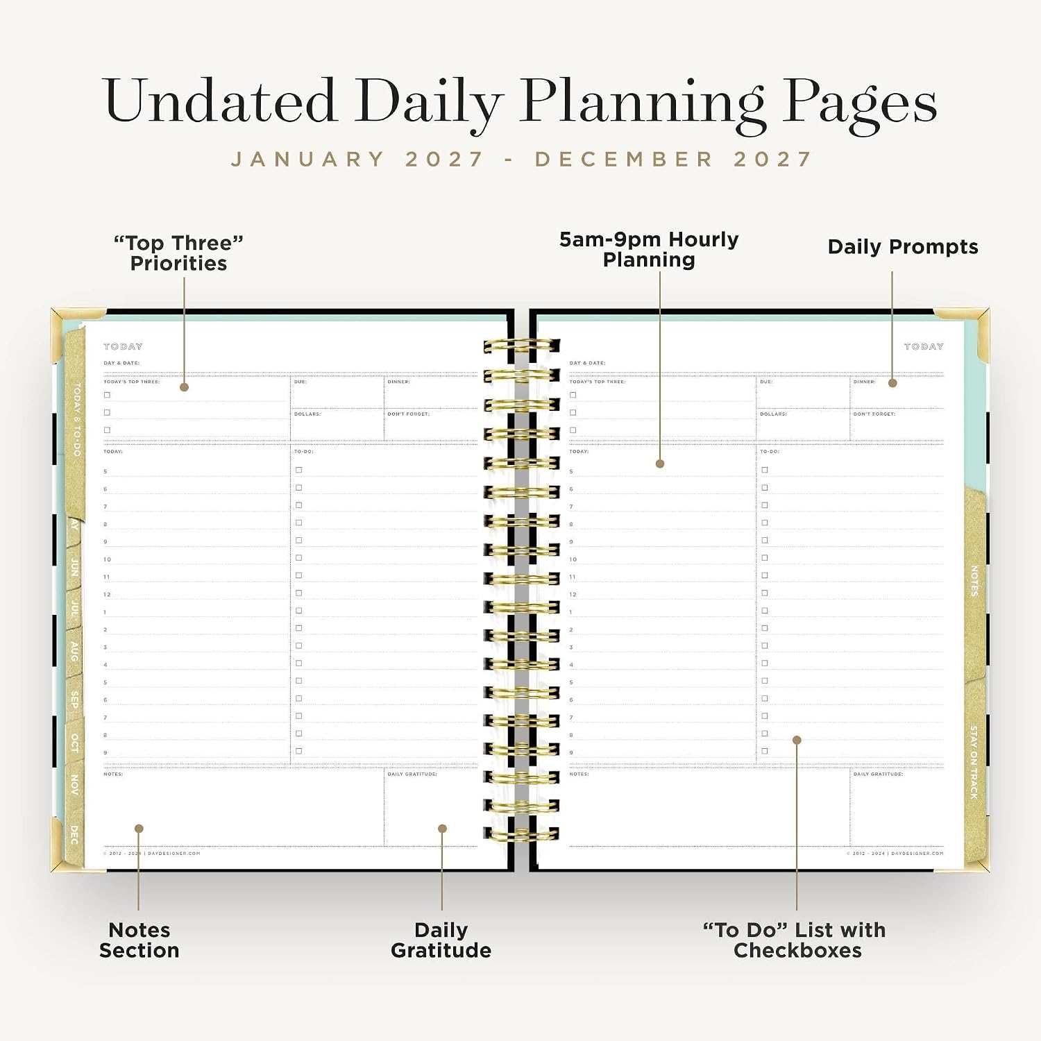 Day Designer 2027 Weekly & Monthly Planner, 7.4"x 9.5", Black Stripe image 4