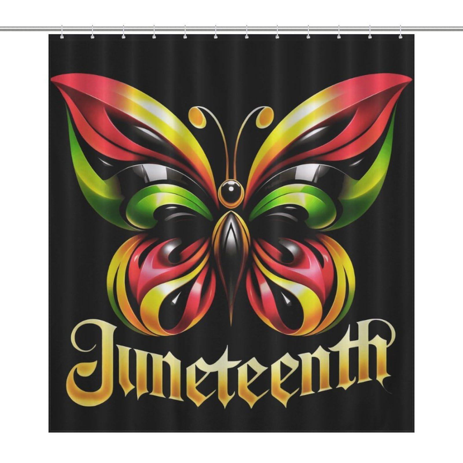 Oudrspo Juneteenth Black History Month Butterfly Shower Curtain Modern Bath Curtain Bathroom Decor Set with 12 Hooks 60 X 72 Inch