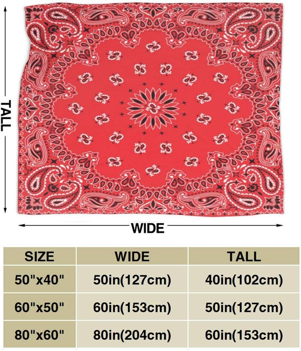 Bandana Colorful Red Paisly Fleece Throw Blanket Warm Super Soft Cozy Fuzzy Blanket Lightweight for Couch,Sofa,Bed All Season… - Image 3