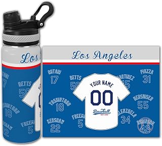 Custom 18 OZ Dodger Water Bottle Stainless Steel, Personalized LA Los Angeles Baseball Insulated Water Bottle, Dodger Gifts For Men Women Kid