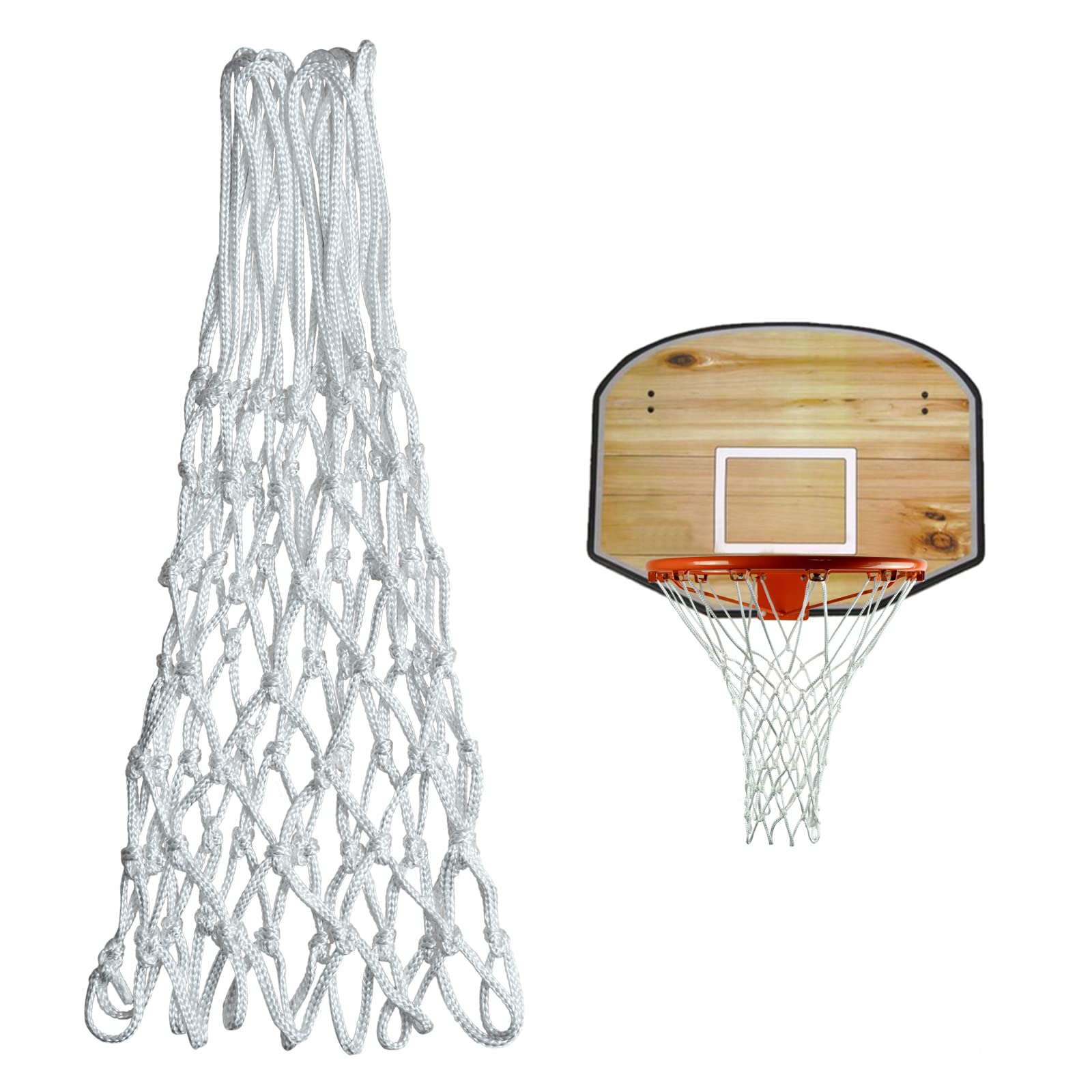 Sanung Basketballnetz, 12 Schlaufen, 53,3 cm, professionelles Anti-Whip Ersatz, mit Aufbewahrungstasche für Wettbewerbe, Standard, Innen- und Außenbereich, Allwetter-Netz, Weiß, 2 Stück
