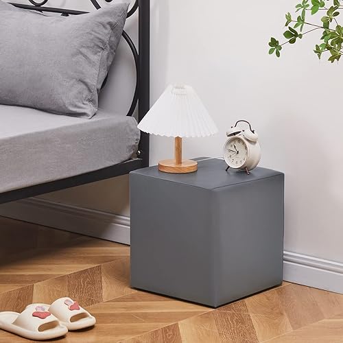 Miniatura 3 de Reposapiés cuadrado otomano de piel sintética  otomana tapizada tejida a mano  Mesa de centro y asiento de salón  Taburete cambiador de zapatos