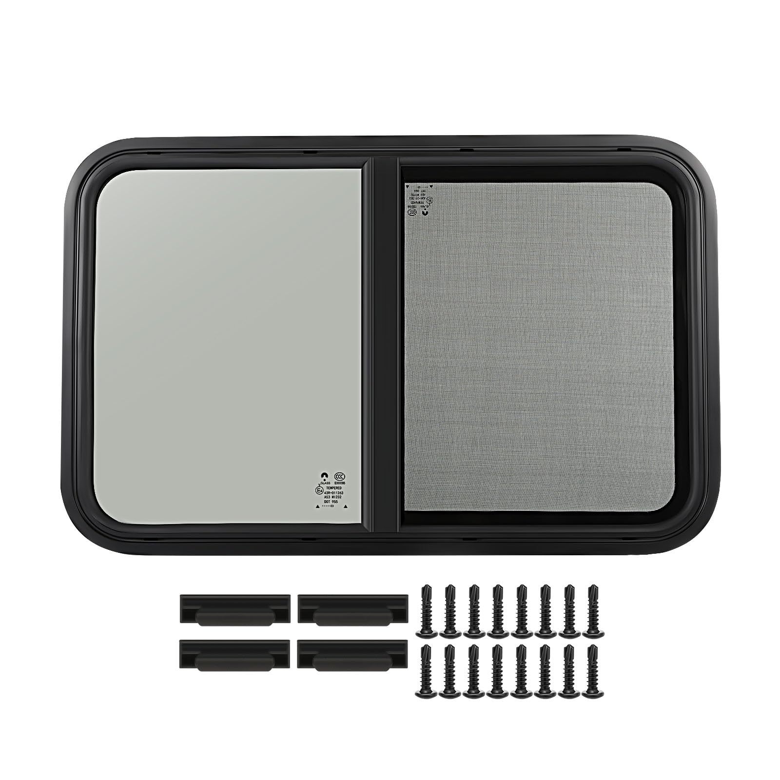Wohnwagen Fenster 800x500 mm Camper Fenster mit Fliegengitter Caravan Seitenfenster Push Up Ausstellfenster Insektenschutz Sonnenschutz Fliegengitter Wohnwagenfenster für RV Wohnmobil Caravan