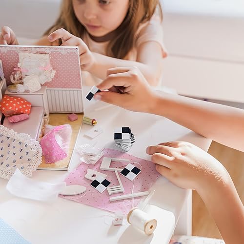 Miniatura 2 de SAFIGLE 135 piezas de suelo de madera simulada para casa de muñecas, adornos para muebles de 1 a 12 escalas, muebles de madera, accesorios de casa