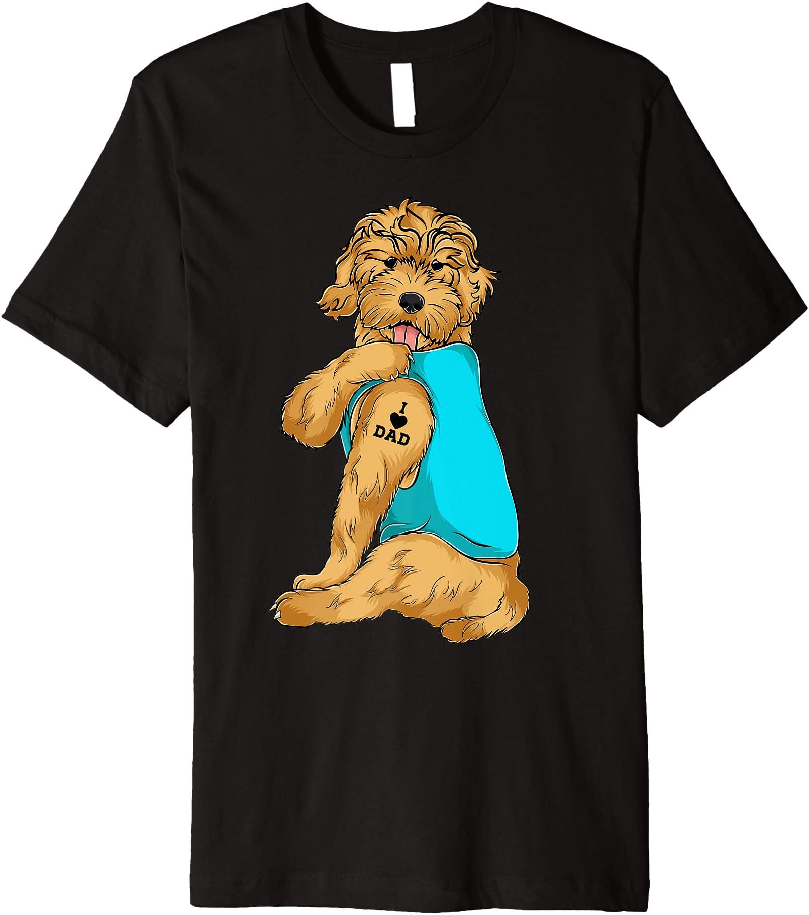 Golden Doodle I Love Dad Tattoo Apparel, Dog Dad Gifts Dads Premium T-Shirt