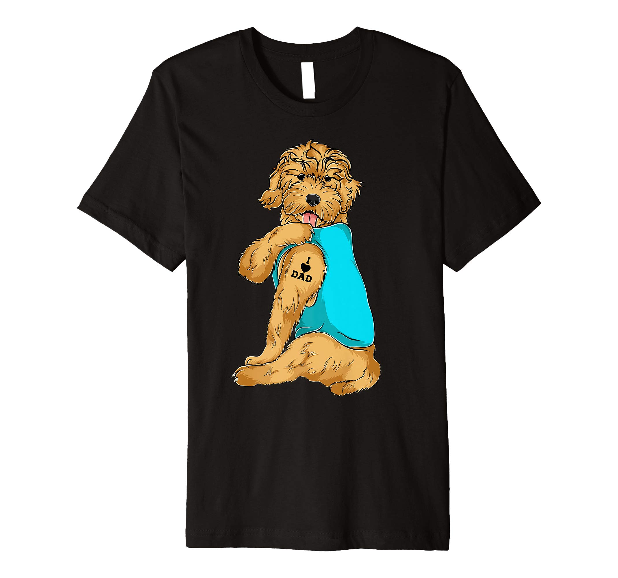 Golden Doodle I Love Dad Tattoo Apparel, Dog Dad Gifts Dads Premium T-Shirt