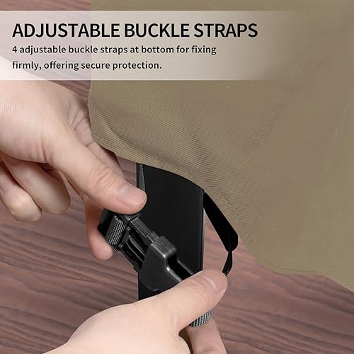 Miniatura 42 de Easy-Going Funda resistente 600D para muebles de patio, juego de mesa y silla rectangular para exteriores, funda impermeable para muebles Negro