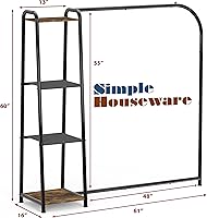 Vista 8 de Simple Houseware Perchero de ropa resistente con 4 estantes, organizador portátil de armario para colgar ropa, negro