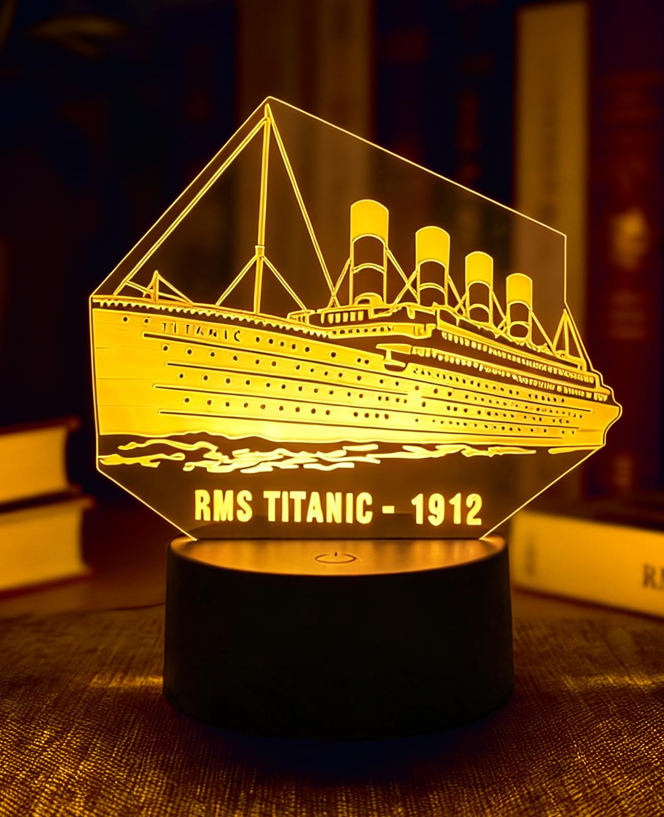 BIRBANN 3D Titanic Lamp, 3D Night Light Titanic Gifts, Touch Sensitive Smart 7 Colour Led Mood Lights, Birthday Holidays Present for Home Party Supply Decoration