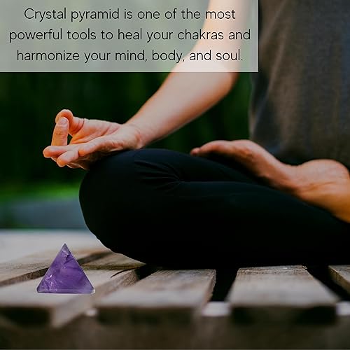 Miniatura 47 de Amazing Gemstone White Agate Snow Quartz Pyramid Crystal Healing Stones - 1" Great Pyramid Figurine of Natural Stone Pyramid for Meditation, Reiki