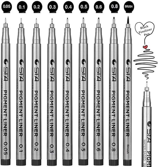 Fineliner Pens, Gelanty Pigment Pens Black Micro Liner Drawing Pens for Bullet Journal Sketching Drawing Drafting Office Documents Comic Manga Scrapbooking and School Using