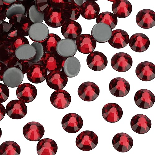 Miniatura 2 de Jollin Hot Fix - Diamantes de imitación de cristal con parte trasera plana de 0.189in (20 SS 1440 piezas, rojo oscuro)