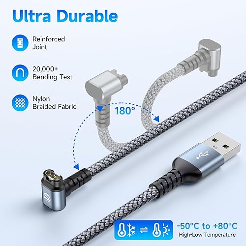 Miniatura 3 de Garmin - Cable cargador de reloj en ángulo recto de 4 pies compatible con Garmin Fenix 5 5S 5X 6 6S 6X Plus Pro 7 7S 7X, Forerunner 945 45 45S 245