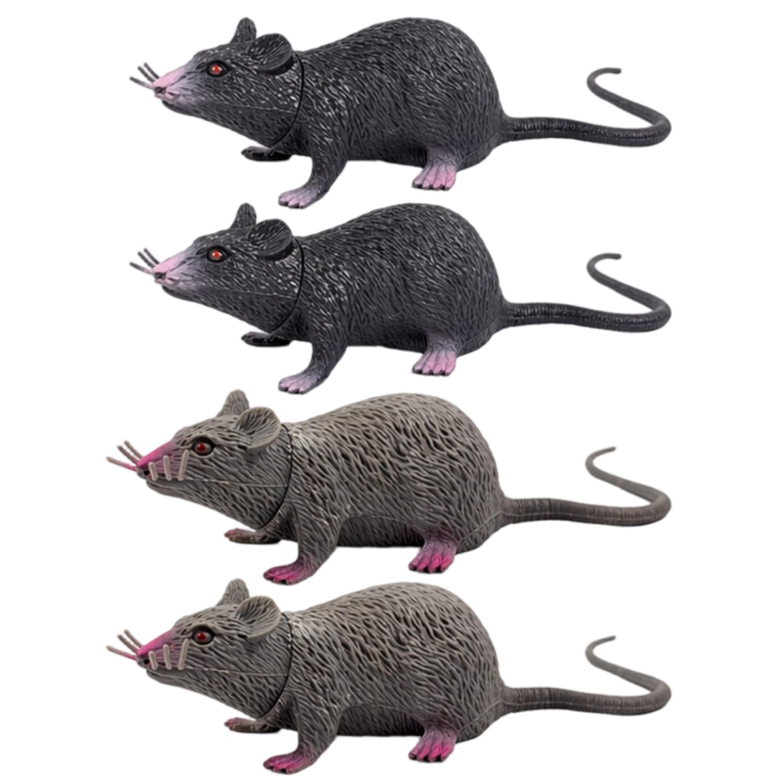 SrgPui 4Pcs Toy Rat, Fake Rat Halloween Pranks, Rubber Rat Toys