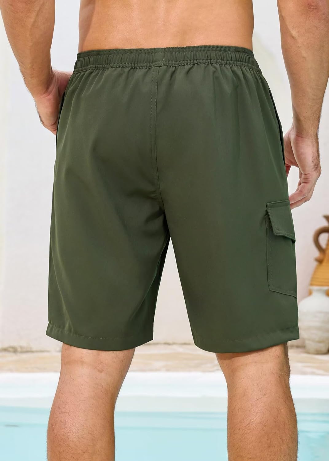 SILKWORLD Mens Swim Trunks with Compression Liner 9" Stretch Beach Shorts Quick Dry Bathing Suits with Zipper Pockets - Image 3