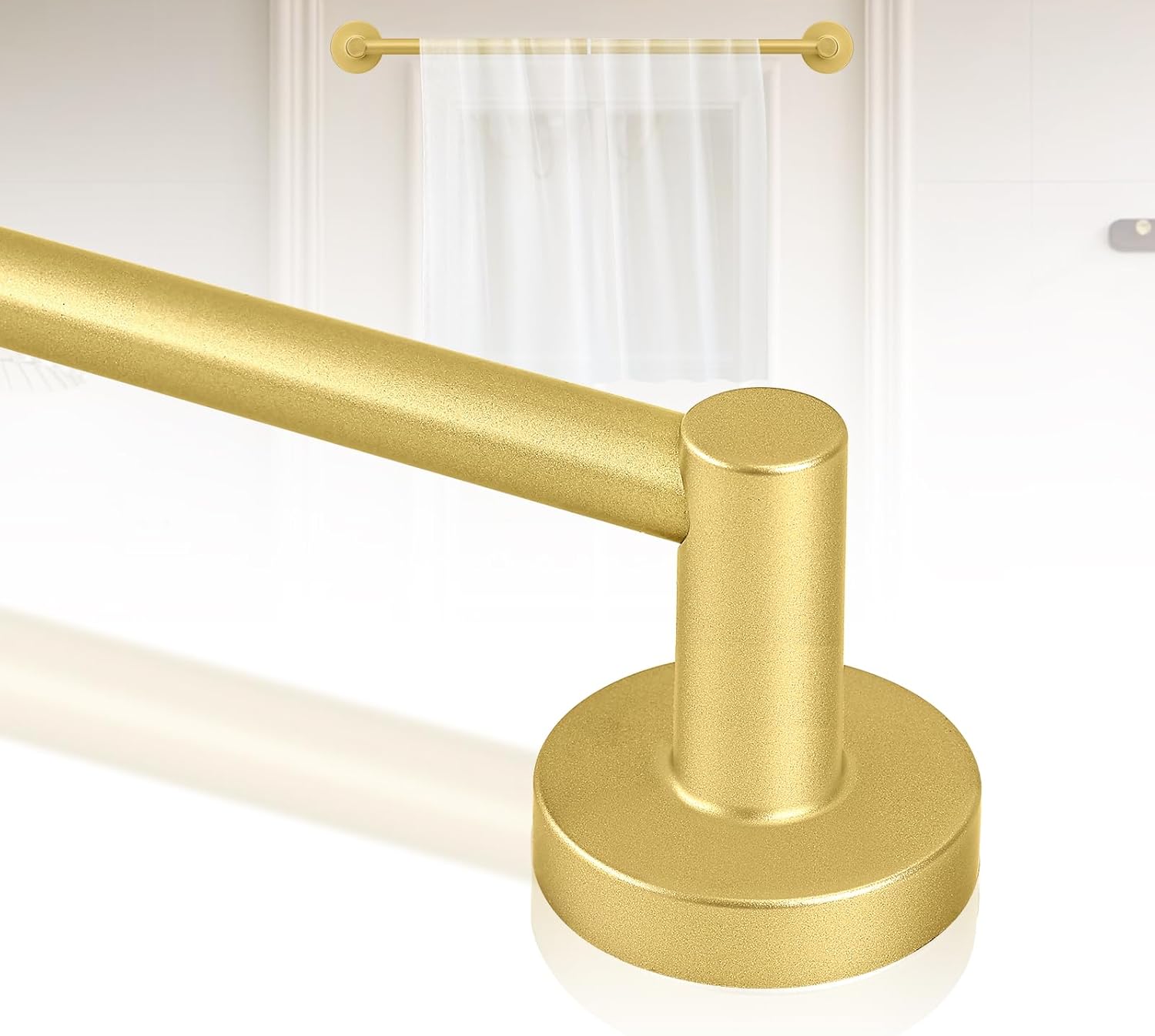 Gold Magnetic Curtain Rod for Door:Magnet Curtain Rods for Classroom Whiteboard,Small Adjustable Magnetic Towel Bar,Tool-Free French Magnet Pole with Leather Protective Cover No Drilling 16-28"