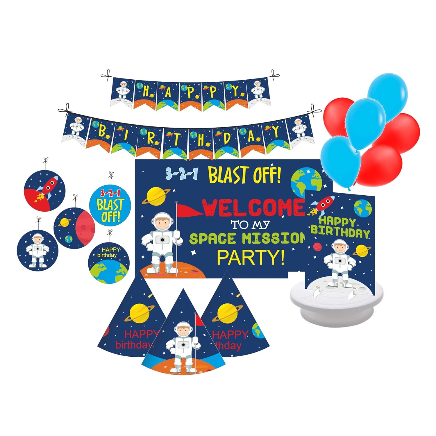 Space Party decorations Kit 70 pcs includes Banner, balloons