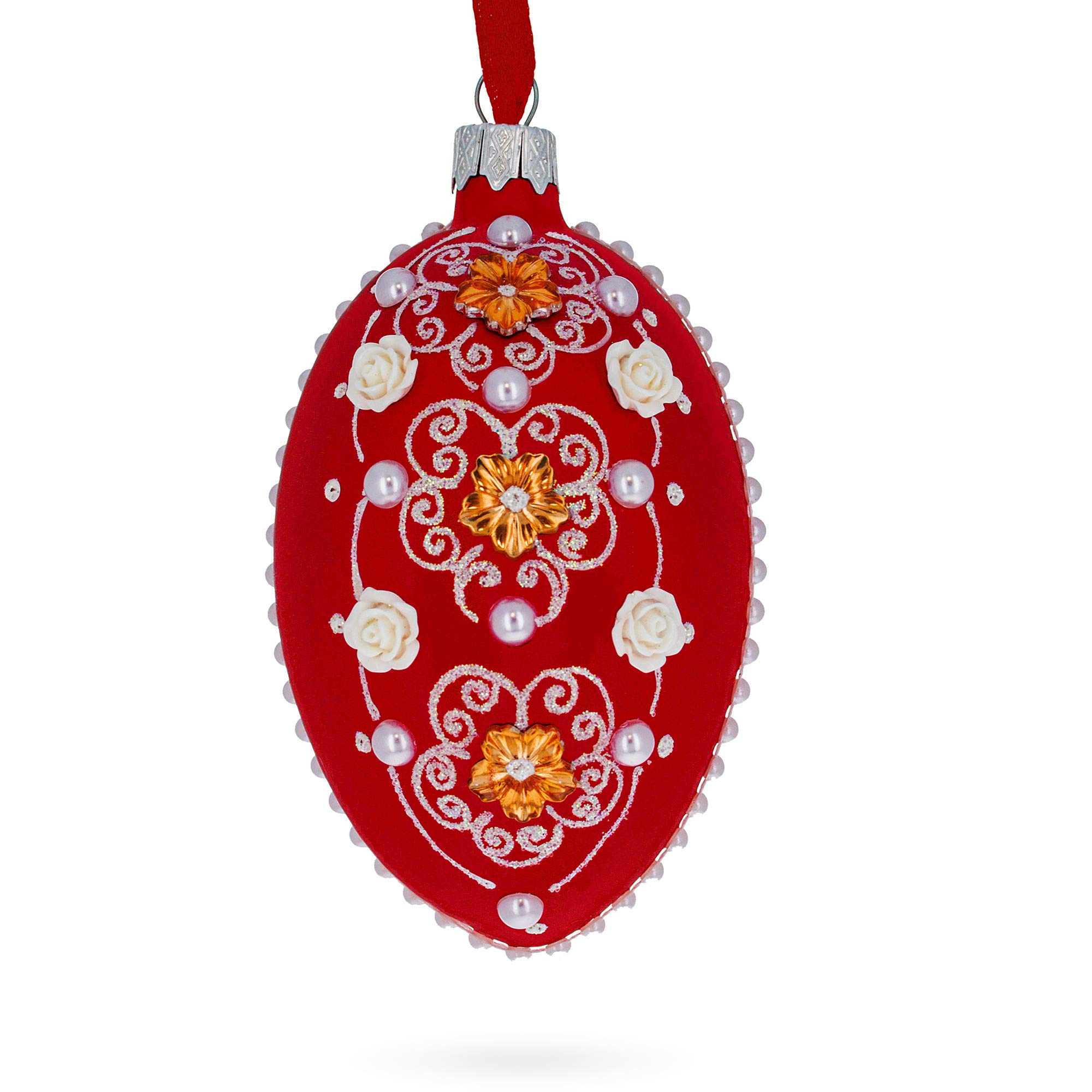 Œuf en verre rouge Décoration de Noël à offrir pour les fêtes de fin d'année