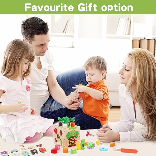 Miniatura 6 de Juguete de jardín de madera, juguetes Montessori para bebés niños y niñas, juego de habilidades motoras finas de aprendizaje preescolar de madera,