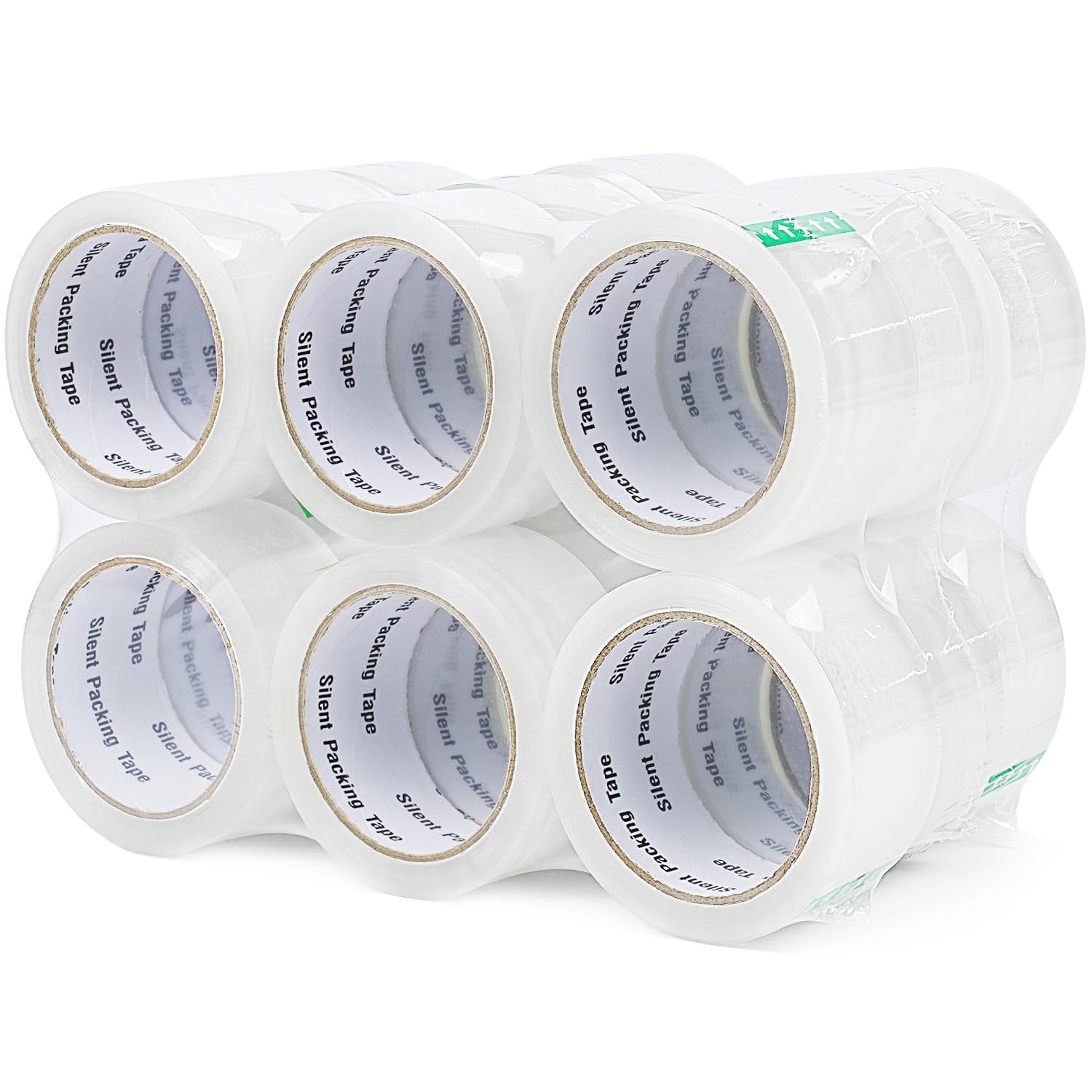 COSIMIXO Paquete de 18 cintas de embalaje silenciosas sin ruido, 2.4 mil x 4.8 cm x 55 yardas, cinta de embalaje industrial resistente y silenciosa para embalaje silencioso, envío y almacenamiento