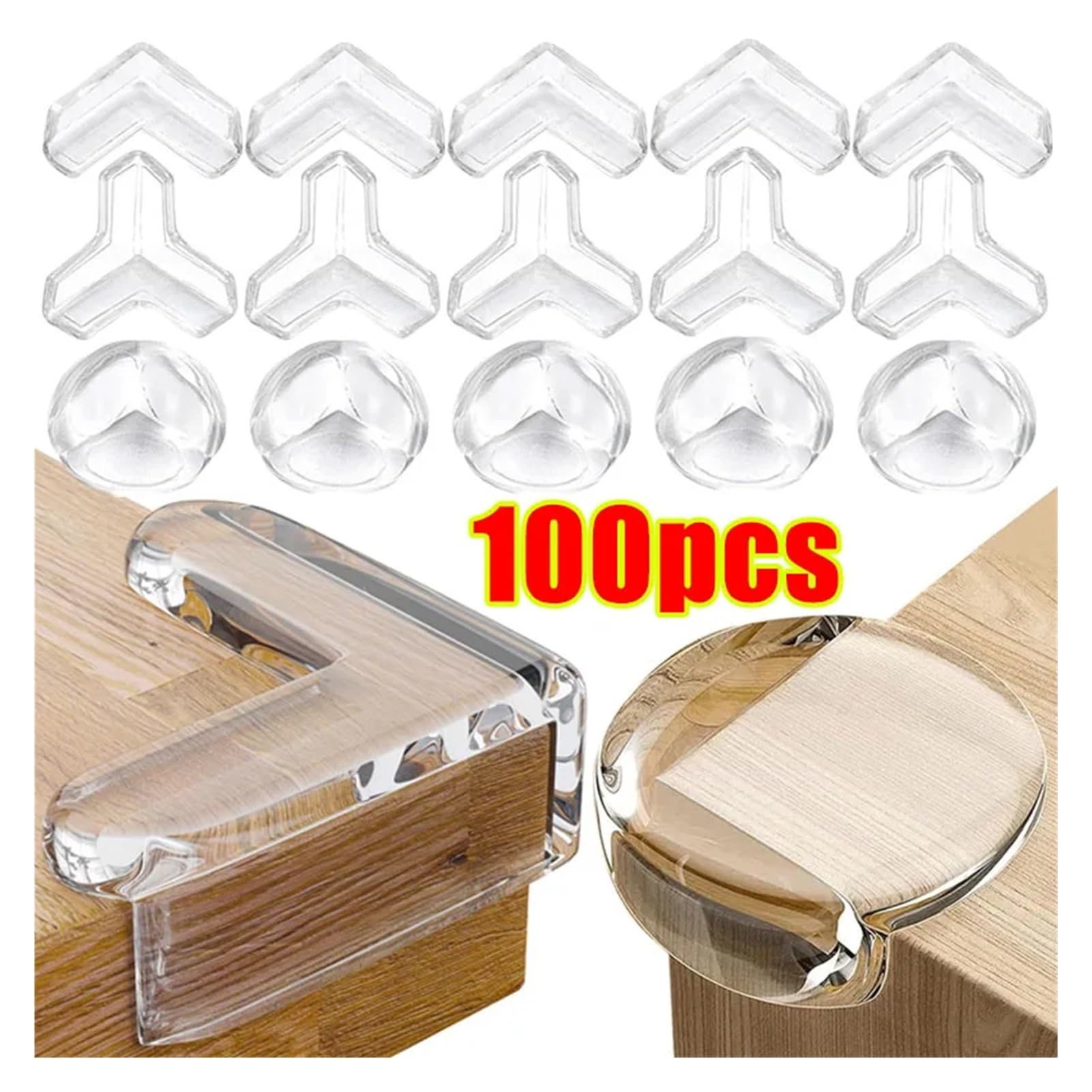 Sicherheits-Kantenschutz aus Silikon, weich, transparent, kollisionssicher, Kantenschutz for Tischecken(Color02,100pcs)