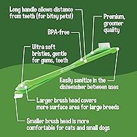 Vista 3 de Bodhi Dog Cepillo de dientes de doble cabeza para perros y gatos, cerdas suaves para un cuidado dental suave de mascotas, limpieza de dientes