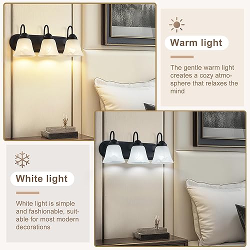 Miniatura 2 de Lámparas de baño sobre el espejo, 3 luces negras para baño, accesorios de iluminación vintage, lámpara de pared, luces de tocador para espejo, sala