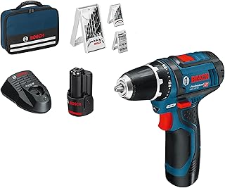 Bosch Professional 12V System aparafusador a bateria GSR 12V-15 (incl. 2 baterias de 2,0 Ah, carregador, conjunto de 39 acessórios, bolsa de ferramentas) - Conjunto exclusivo da Amazon