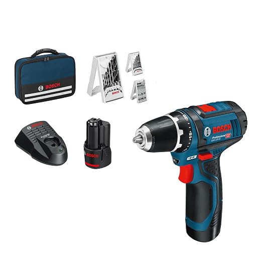 Bosch Professional 12V System GSR 12V-15 battery screwdriver (incl. 2 x 2.0 batteries, charger, set of 39 accessories, tool bag) - Amazon exclusive set